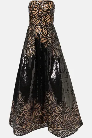 Elie saab Abito lungo con paillettes e stampa