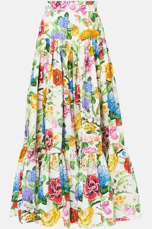 Dolce & Gabbana Gonna lunga in popeline di cotone con stampa