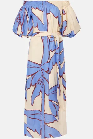JOHANNA ORTIZ Abito midi off-shoulder in lino