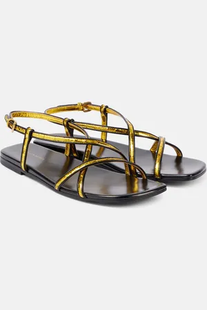 DRIES VAN NOTEN Sandali in pelle metallizzata