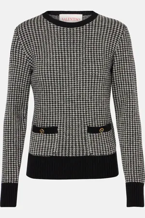 VALENTINO Pullover in lana vergine pied-de-poule