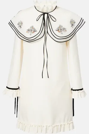 VALENTINO Abito corto in Crepe Couture con ricamo