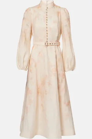 ZIMMERMANN Abito midi in lino con stampa