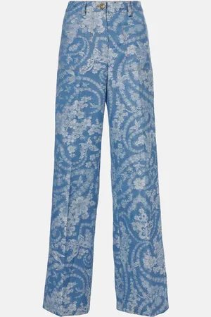 Etro Pantaloni a gamba larga in cotone e lino