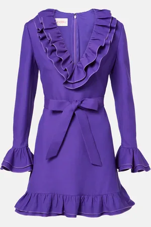 VALENTINO Abito corto in Crepe Couture con volant