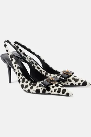 VERSACE Pumps slingback Gianni Ribbon 85 in cavallino con stampa
