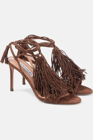 Aquazzura Sandali Gytane 85 in suede con frange