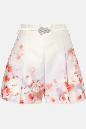 ZIMMERMANN Shorts Crush Flat Front in seta e cotone