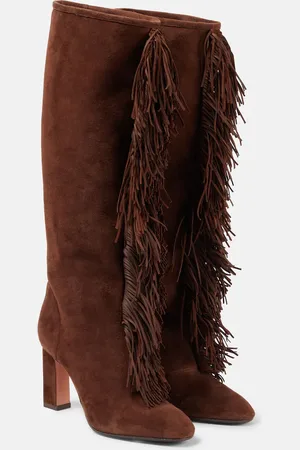 Aquazzura Stivali Gytane 85 in suede con frange