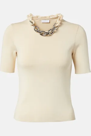 Paco rabanne Top in misto seta e cotone con catena