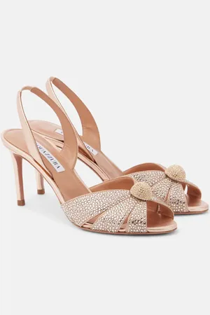 Aquazzura Sandali Italian Flirt 75 in pelle con cristalli