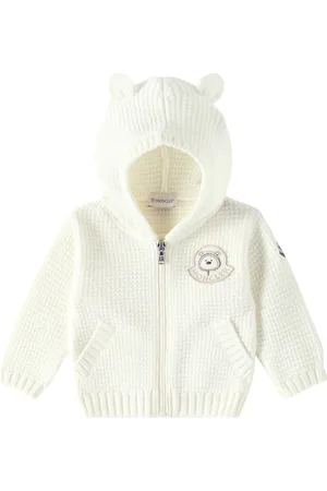 Moncler Baby - Felpa in lana con zip e cappuccio