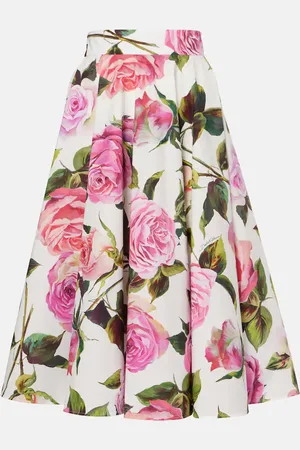 Dolce & Gabbana Gonna midi in cotone con stampa floreale