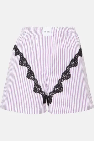 The Attico Shorts in cotone a righe con pizzo