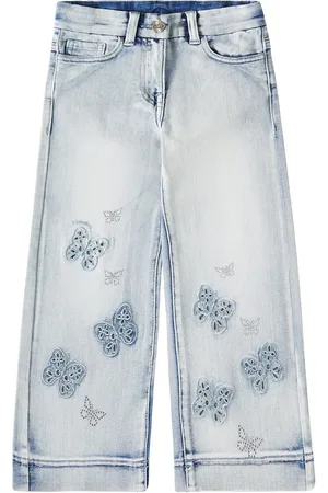 MONNALISA Jeans a gamba larga con cristalli