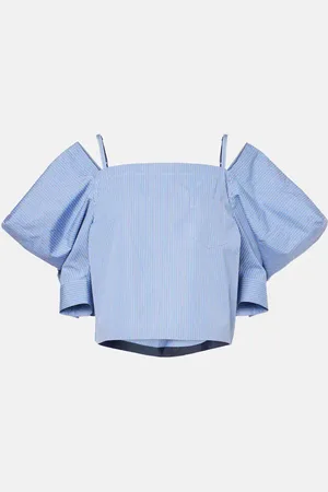 SACAI Top in popeline di cotone a righe