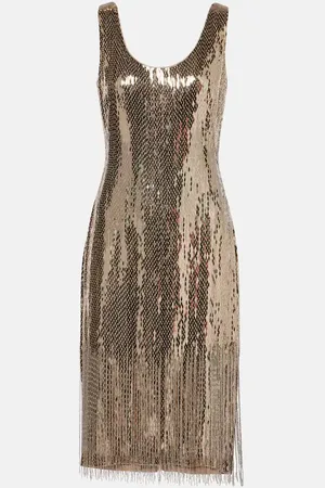Ralph Lauren Abito midi Dolley in seta con paillettes