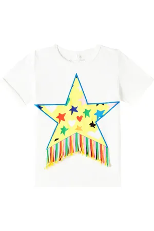 Stella McCartney T-shirt in jersey di cotone con frange