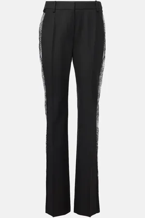 Nina Ricci Pantaloni regular in lana con pizzo