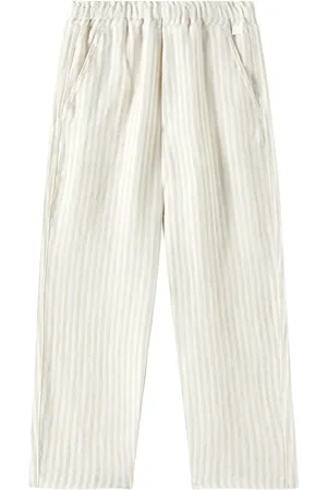 Il gufo Pantaloni in lino a righe