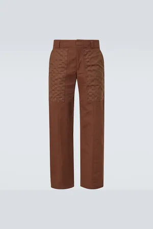 Gucci Pantaloni a gamba larga in canvas di cotone GG