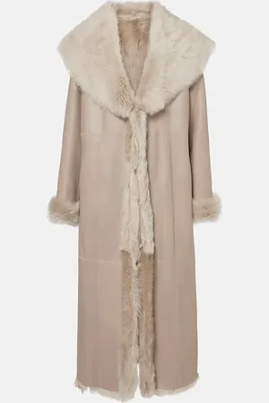 Nour Hammour Cappotto Marlene in suede con shearling