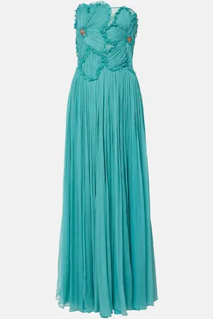 Costarellos Abito lungo Adamaris in chiffon di misto seta