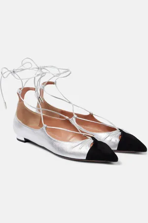 Aquazzura Ballerine Gabi in pelle metallizzata con suede