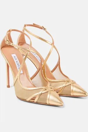 Aquazzura Pumps Shear 105 in pelle metallizzata e mesh