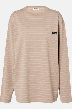 Miu Miu Top in jersey di cotone a righe