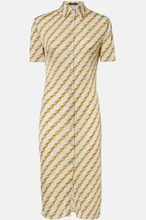 VERSACE Abito chemisier Chain Stripe in raso