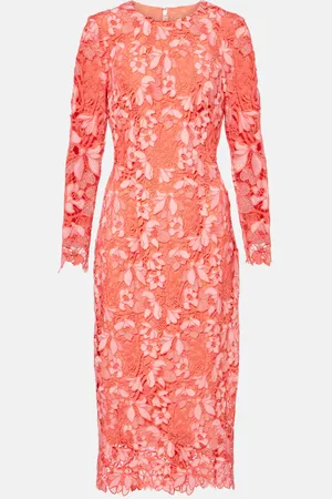 MONIQUE LHUILLIER Abito midi in pizzo floreale