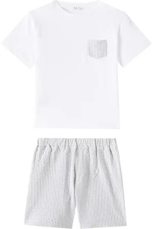 Il gufo T-shirt e bermuda in cotone a righe