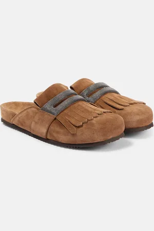 Brunello Cucinelli Slippers in suede con frange