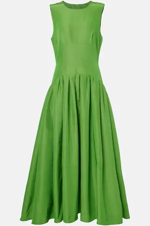 Carolina Herrera Abito lungo in misto cotone a pieghe