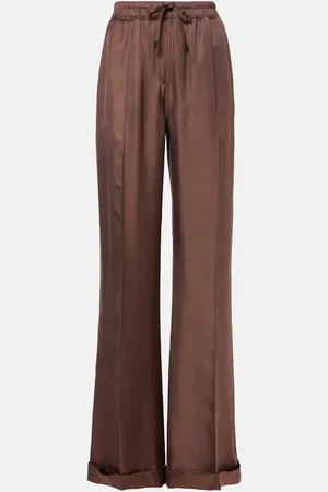 Tom Ford Pantaloni a gamba larga in twill di seta
