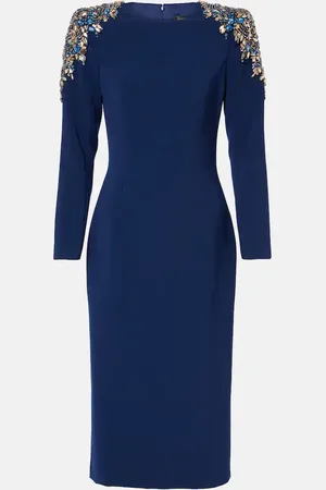 Jenny Packham Abito midi Isla in crêpe con cristalli