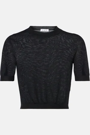 Alaïa Alaïa T-shirt cropped in maglia di cashmere