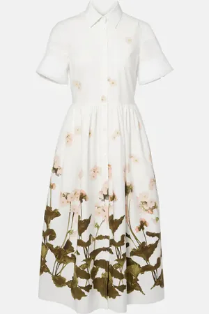 Erdem Chemisier in cotone con stampa floreale