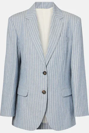 Brunello Cucinelli Blazer gessato in lino, cotone e canapa