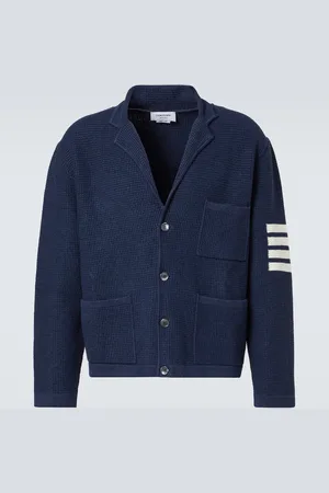 Thom Browne Cardigan 4-Bar in misto lino e cotone