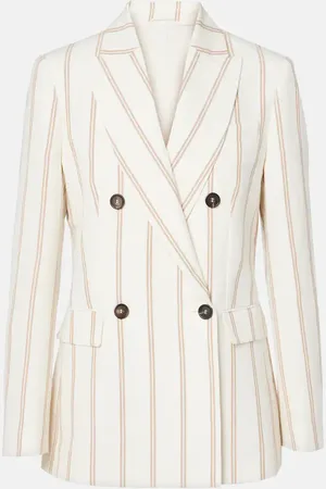 Brunello Cucinelli Blazer gessato in lino e cotone