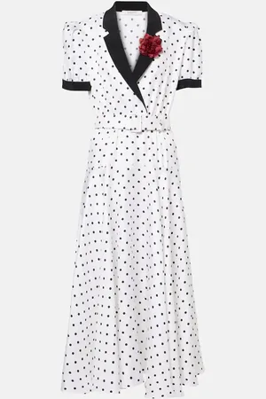 RODARTE Abito midi in twill di seta a pois