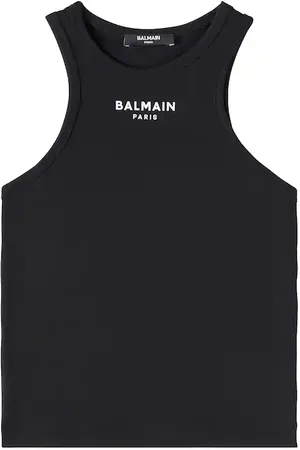 Balmain Top in misto cotone con logo