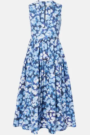 Erdem Abito midi in cotone con stampa floreale