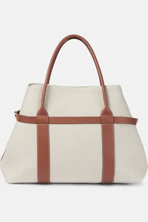 Loro Piana Shopper Ghiera Large in canvas e pelle