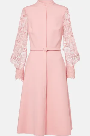 Oscar de la Renta Abito midi in misto lana con pizzo guipure