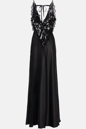 RODARTE Abito lungo in raso con pizzo e paillettes
