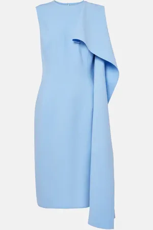 Oscar de la Renta Abito midi in misto lana con volant