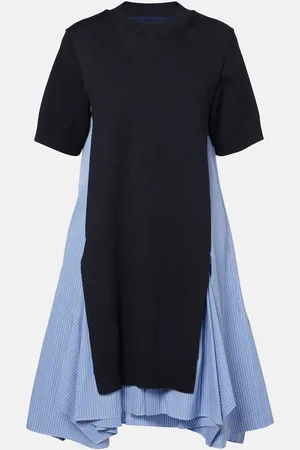 SACAI Abito midi in popeline di misto cotone